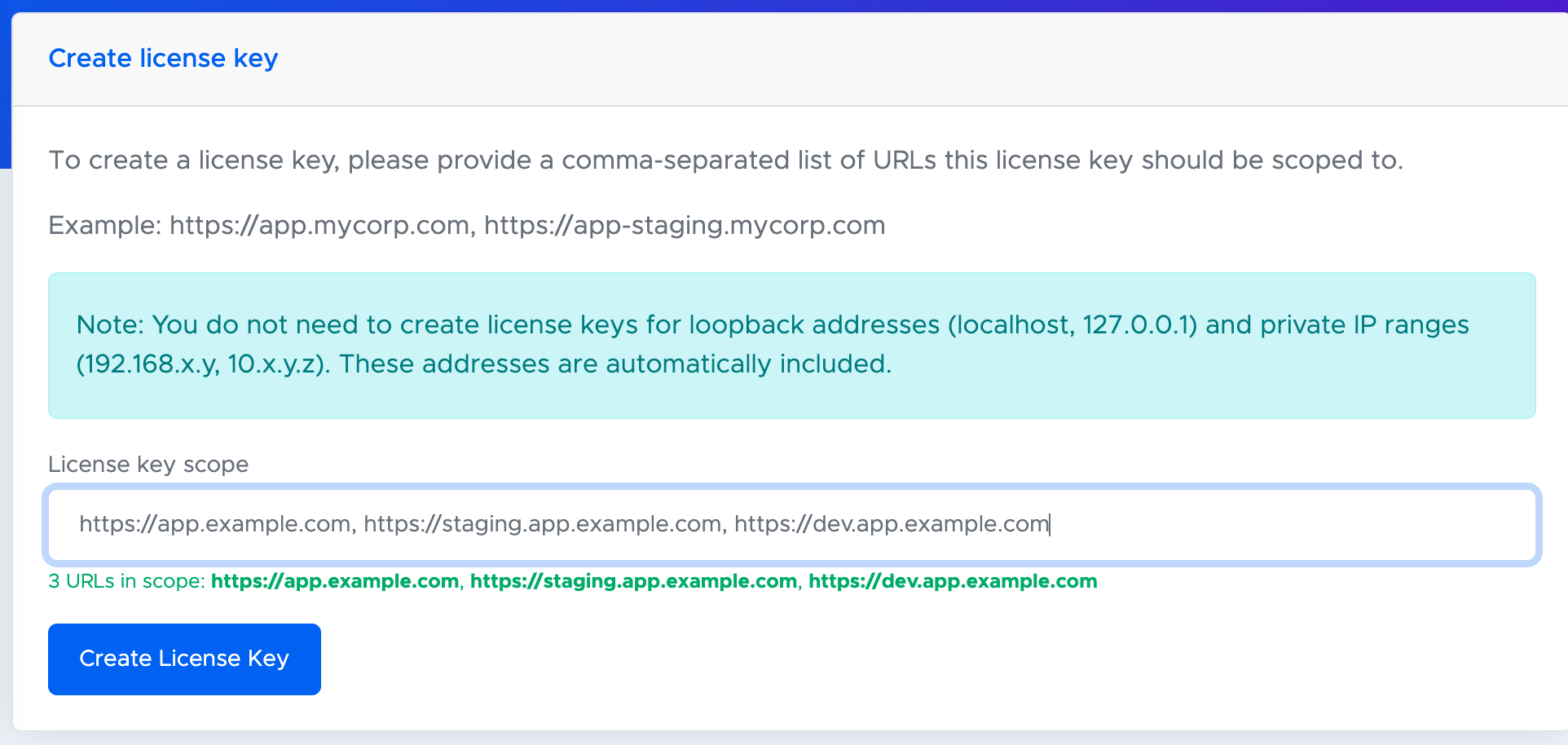 Creating a License Key